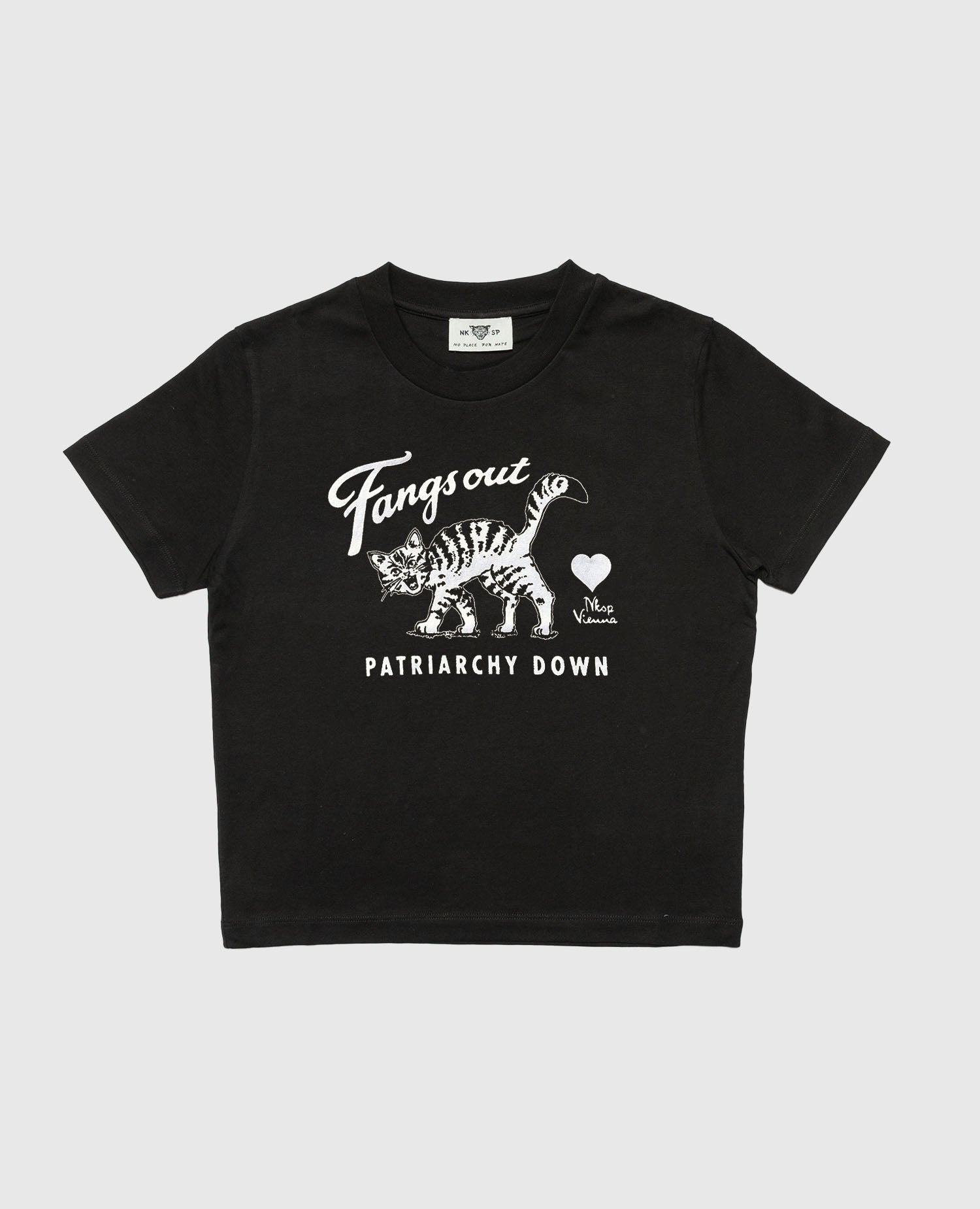 Fangs Out Patriarchy Down women's baby tee by NKSP