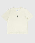 Blume Damen T-Shirt Off-White von NKSP – Vorderansicht mit schwarzer Stickerei