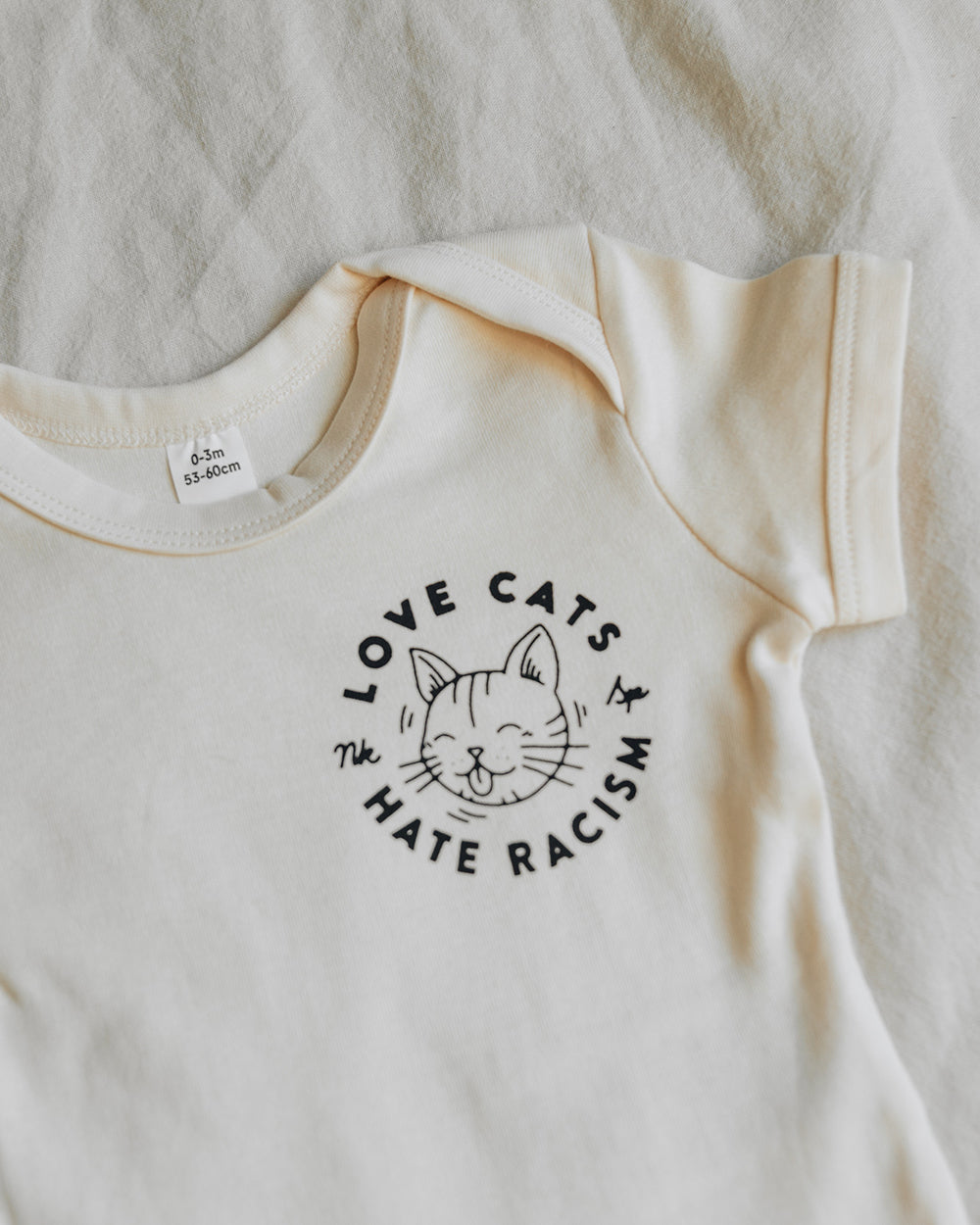 Love Cats Hate Racism Baby Bodysuit Shortsleeve
